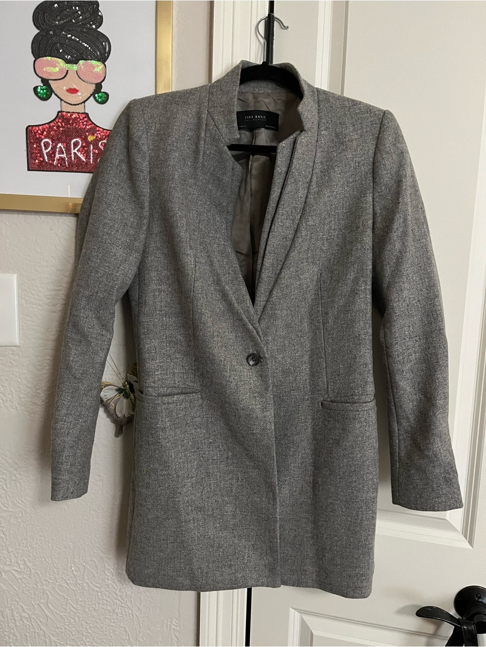 Zara Frock Coat With Double Lapel Collar Longline Wool Jacket